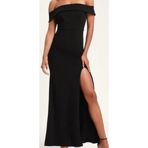 LULU'S L Aveline Black Off-the-Shoulder  Mermaid Maxi Dress NEW 0B8